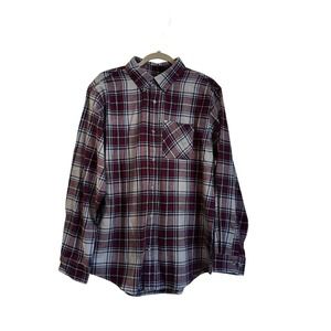 Magellan Shirt Mens M Plaid Flannel Long Sleeve Button Down Heavyweight Cotton
